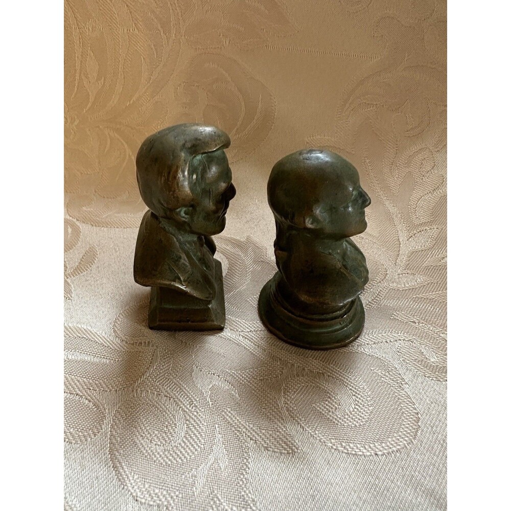 PRICE SLASH! Vintage George Washington/Abe Lincoln Bronze Figures Bust Miniature - Picture 4 of 6